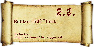 Retter Bálint névjegykártya