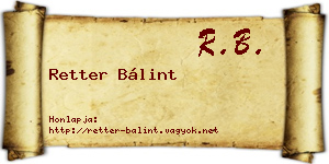 Retter Bálint névjegykártya